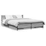vidaXL Cadre de lit avec tiroirs sans matelas sonoma gris 135x190 cm
