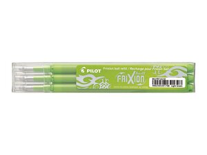 Pochette de 3 recharges pour roller FriXion Ball pointe moyenne (0 7mm). Encre vert pomme PILOT