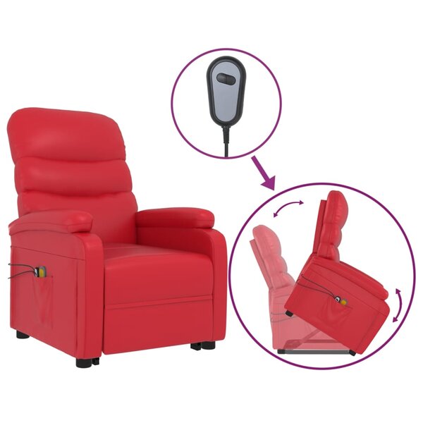 vidaXL Fauteuil de massage Rouge Similicuir