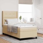 vidaXL Lit à ressort LED avec matelas Crème 100 x 200 cm tissu