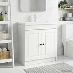 vidaXL Armoire sous évier de salle de bain Blanc 78 5 x 37 5 x 81 cm