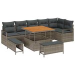 vidaXL Ensemble de canapé de jardin avec coussin 9 Pièces Gris