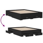 vidaXL Cadre de lit avec tiroirs sans matelas noir 135x190 cm