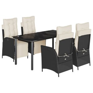 vidaXL Ensemble à manger de jardin coussins 5Pièces Noir Résine tressée