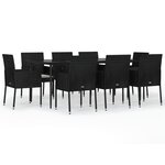 vidaXL Ensemble à manger jardin 9Pièces et coussins noir résine tressée