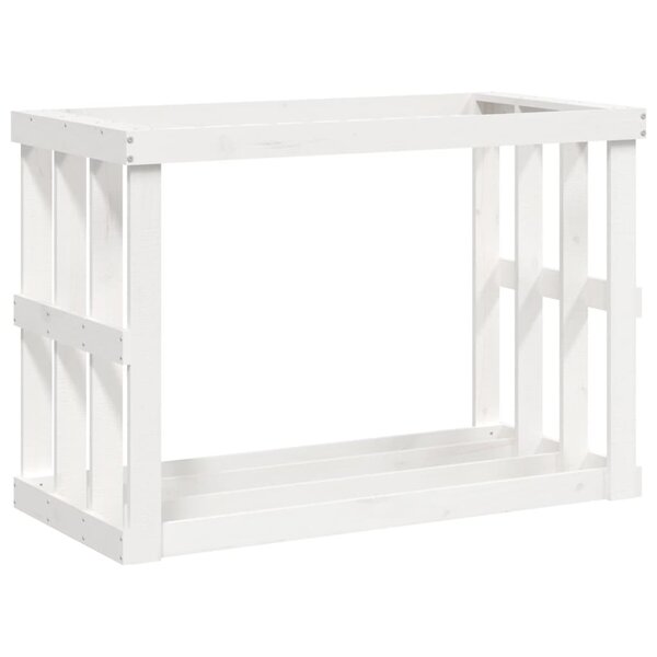 vidaXL Porte-bûches d’extérieur Blanc 108x52x74 cm Bois massif de pin