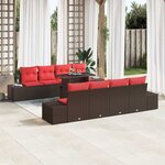 vidaXL Ensemble de canapé de jardin avec coussin 7 Pièces Marron et rouge