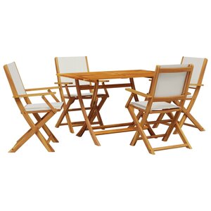 vidaXL Ensemble à manger de jardin 5 Pièces blanc crème tissu bois massif