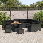 vidaXL Ensemble de canapé de jardin 12 Pièces Noir polyrotin