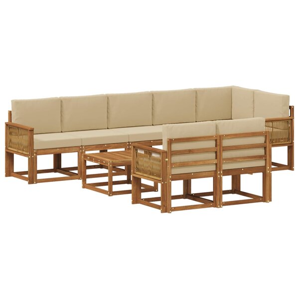 vidaXL Ensemble de canapés d'extérieur 9 pc Naturel et Beige Polyester