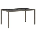vidaXL Table de jardin 150x90x75 cm Verre trempé et poly rotin Gris