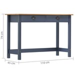 vidaXL Table console Hill Range avec 2 tiroirs Gris 110x45x74 cm Pin