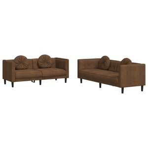 vidaXL Ensemble de canapés 2 Pièces avec coussins marron velours