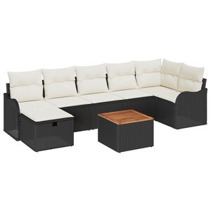 Ensemble de Canapés de Jardin vidaXL 8 Pièces avec Coussins Rotin Poly Noir