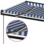 vidaXL Auvent automatique capteur de vent/LED 400x300 cm Bleu et blanc