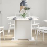 Table à manger vidaXL Blanche 110x60x75 cm en bois d'ingénierie