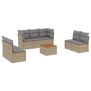 vidaXL Salon de jardin avec coussins 8 Pièces beige résine tressée