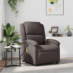 vidaXL Fauteuil inclinable de massage marron foncé cuir véritable