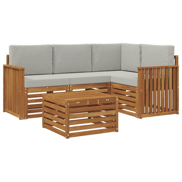 vidaXL Ensemble de canapés d'extérieur 5 pc Gris Naturel et Clair