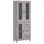 vidaXL Buffet haut Sonoma gris 69 5x34x180 cm Bois d'ingénierie