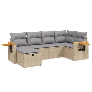 vidaXL Salon de jardin avec coussins 6Pièces mélange beige résine tressée