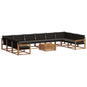 vidaXL Ensemble de canapés d'extérieur 11 Pièces Naturel et Noir