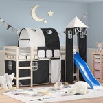 vidaXL Rideaux pour lit mezzanine avec tunnel et tour blanc et noir