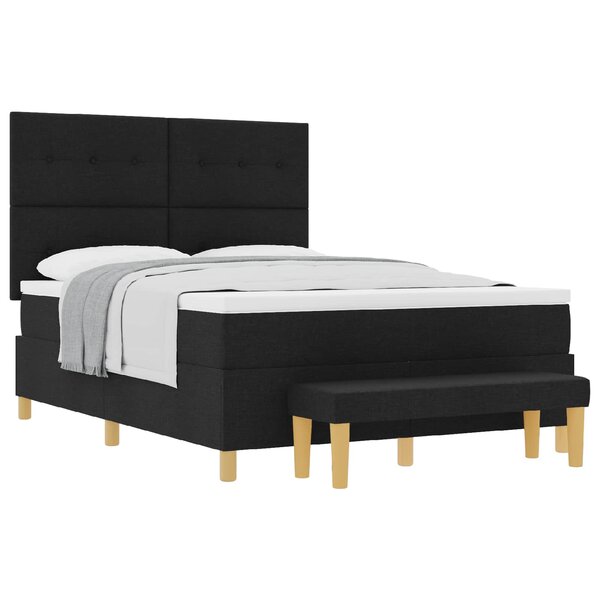 vidaXL Lit à ressorts avec tête de lit Noir 200 x 160 cm tissu