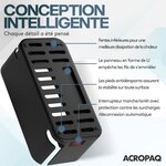 ACROPAQ Boite Cache Cable - 5 Prises  3 USB A  Range Cable avec Cache Multiprise  Boîtier de Rangement avec Cache Prise Electrique