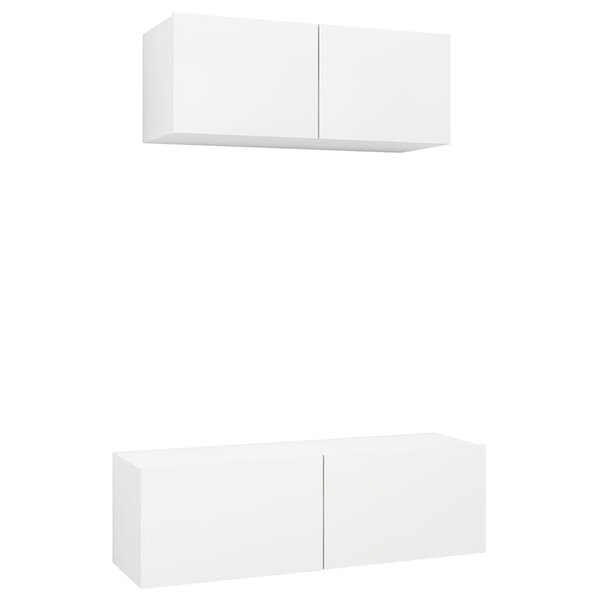 vidaXL Ensemble de meubles TV 2 Pièces Blanc Bois d'ingénierie