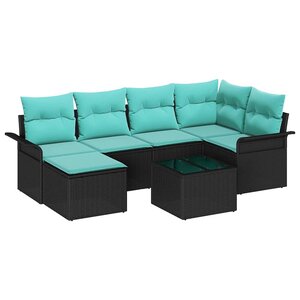 vidaXL Ensemble de canapé de jardin avec stockage 7 Pièces Noir polyrotin