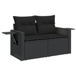 Ensemble de canapé de jardin de 8 pièces avec coussins en rotin poly noir Acacia