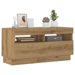 vidaXL Meuble TV avec lumières LED chêne artisanal bois d'ingénierie