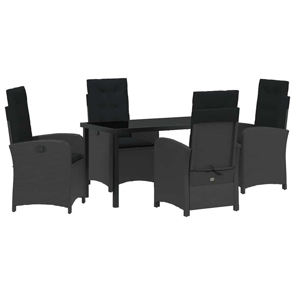 vidaXL Ensemble de salle à manger pour jardin 5 Pièces Noir polyrotin
