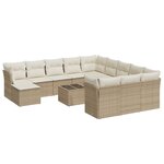 vidaXL Salon de jardin avec coussins 13 Pièces beige résine tressée