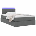 vidaXL Lit avec rangement et LED Gris foncé 120 x 190 cm tissu