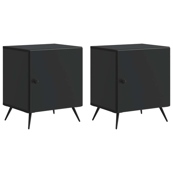 vidaXL Cabinet de chevet 2 Pièces Noir 43 x 34 5 x 50 cm