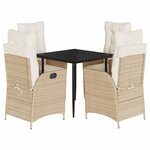 vidaXL Ensemble à manger de jardin avec coussins 5Pièces Beige poly rotin
