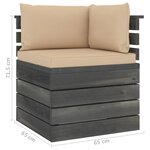 Vidaxl canapé d'angle palette de jardin avec coussins bois de pin
