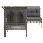 vidaXL Salon de jardin 4 Pièces avec coussins Gris Résine tressée