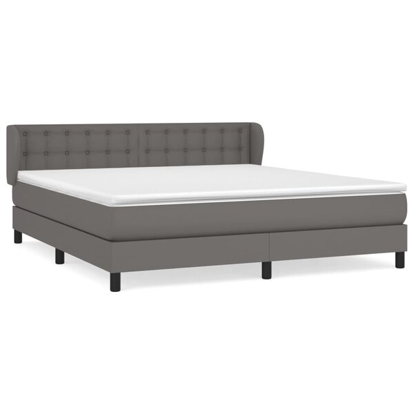 vidaXL Sommier à lattes de lit avec matelas Gris 180x200 cm Similicuir