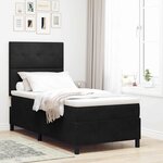 vidaXL Lit à ressort LED avec matelas Noir 90 x 190 cm tissu