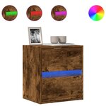 vidaXL Meuble TV mural avec lumières LED chêne fumé 41x31x45 cm