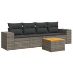 vidaXL Salon de jardin 5 Pièces avec coussins gris résine tressée