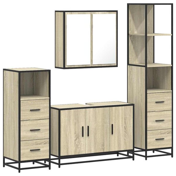 vidaXL Ensemble de meubles de salle de bain 4 Pièces chêne sonoma