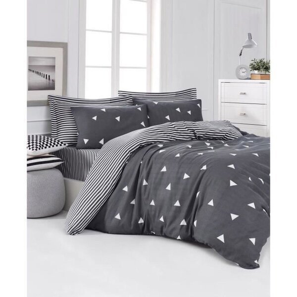 Parure de lit - housse de couette 220 x 240 + 2 taies d'oreiller 60 x 60 65 coton- Gris