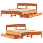 vidaXL Cadre de lit sans matelas cire marron 120x200cm bois pin massif