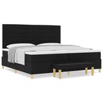 vidaXL Lit à ressorts avec matelas Noir 200 x 200 cm tissu