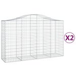 vidaXL Paniers à gabions arqués 2 Pièces 200x50x120/140 cm Fer galvanisé