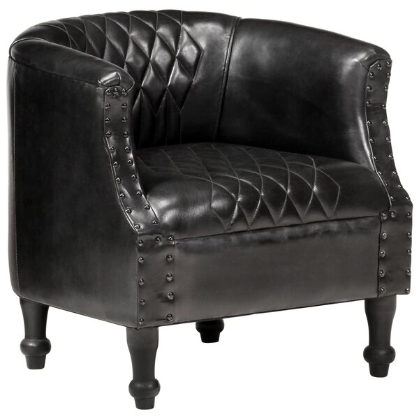 vidaXL Fauteuil tube Noir 62x58x65 cm Cuir véritable